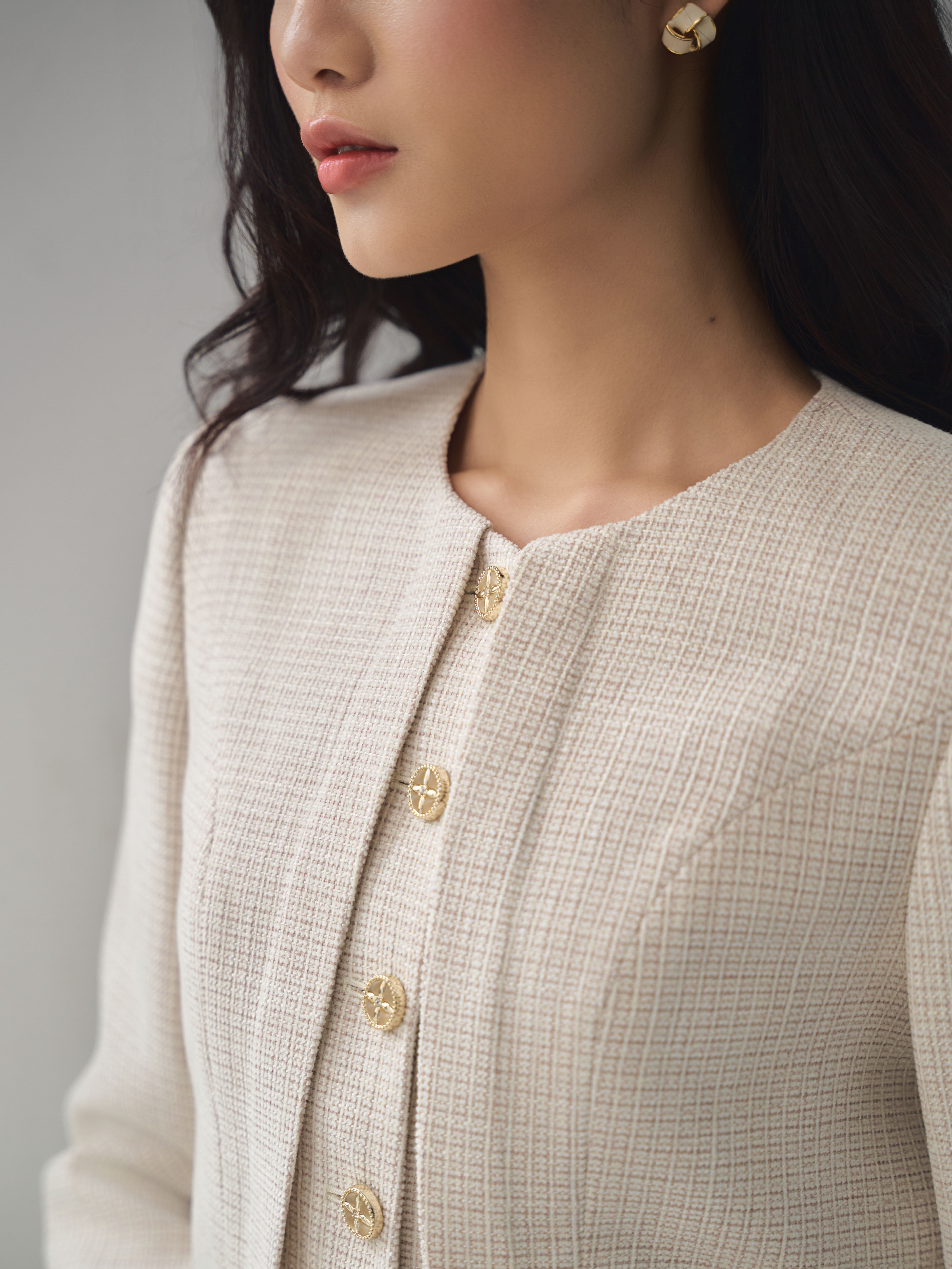 Áo vest không cổ 1 hàng cúc